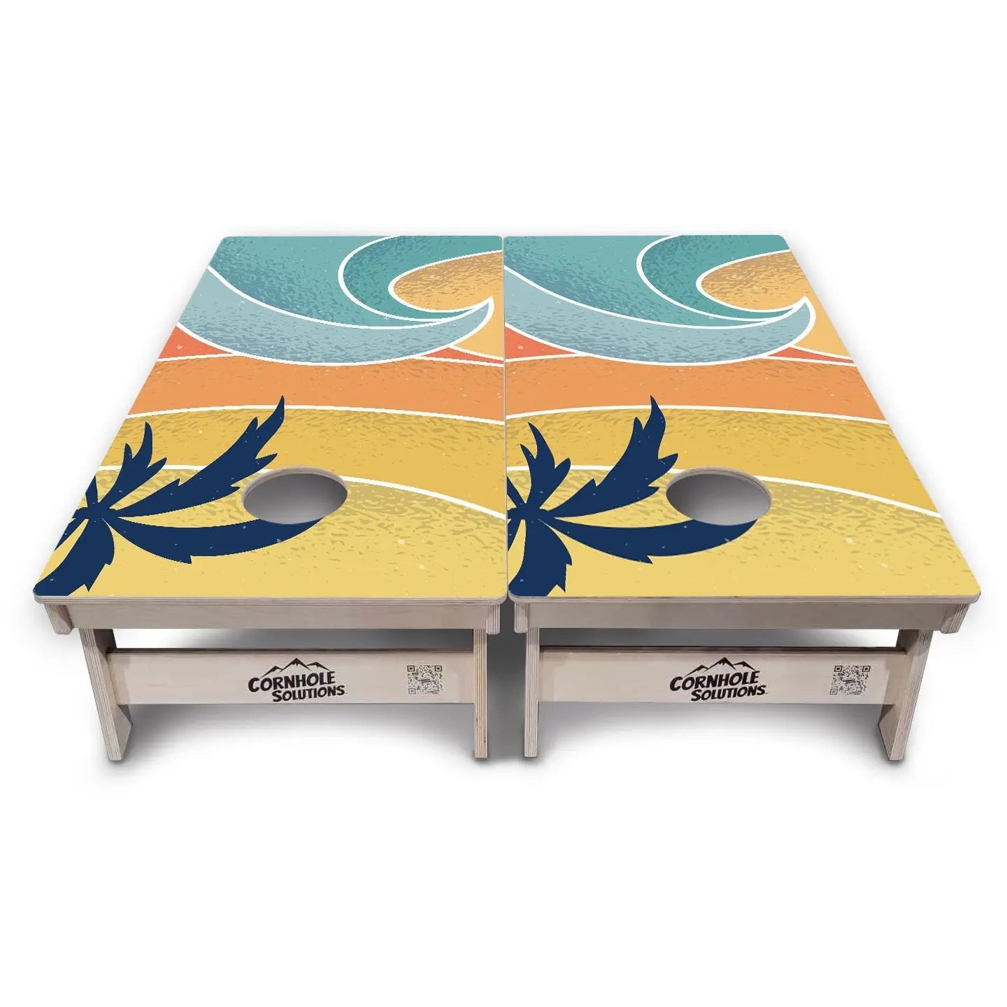 Retro Beach Cornhole Boards - Professional Tournament Series by Cornhole Solutions, custom cornhole board detail photo 8