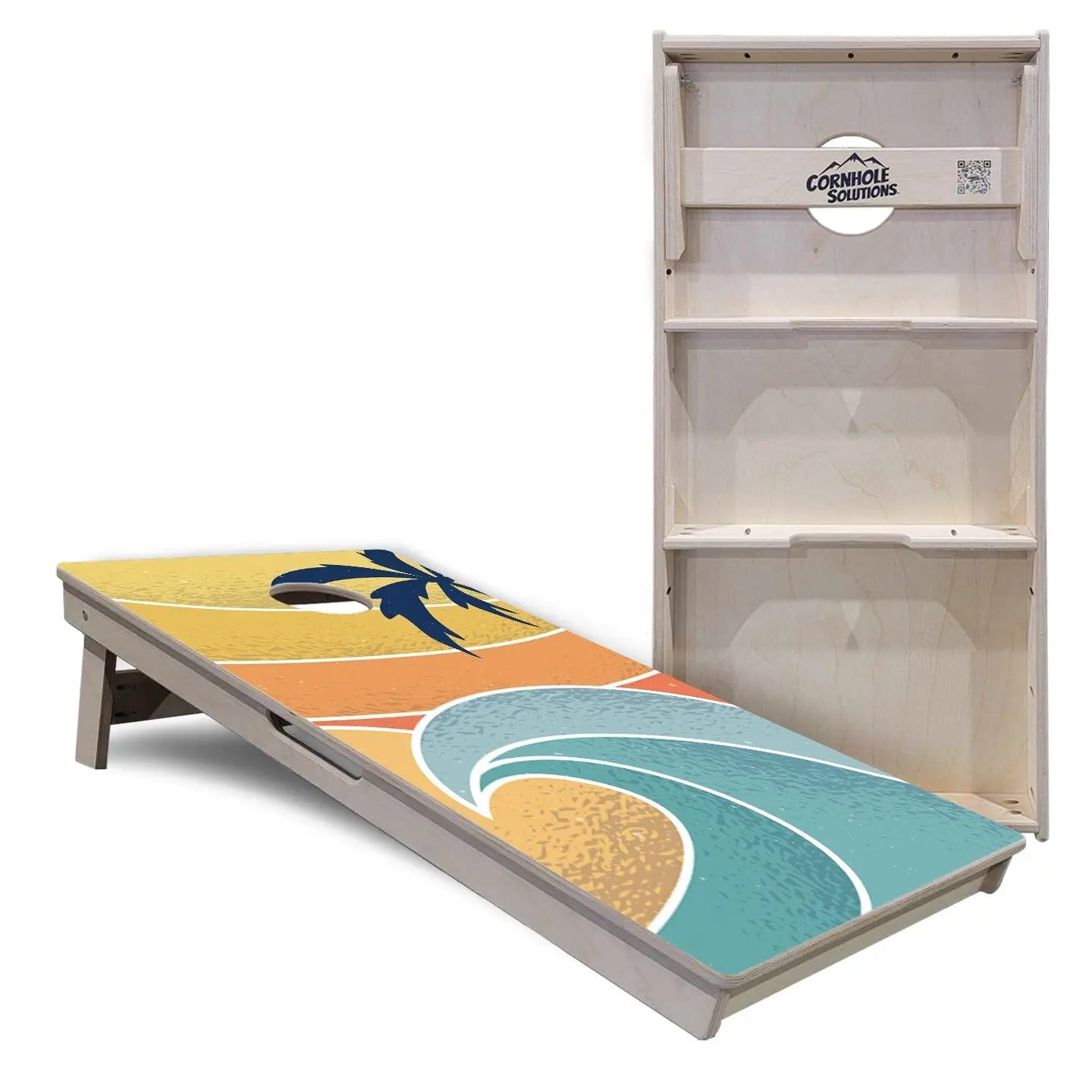 Retro Beach Cornhole Boards - Professional Tournament Series by Cornhole Solutions, custom cornhole board detail photo 11