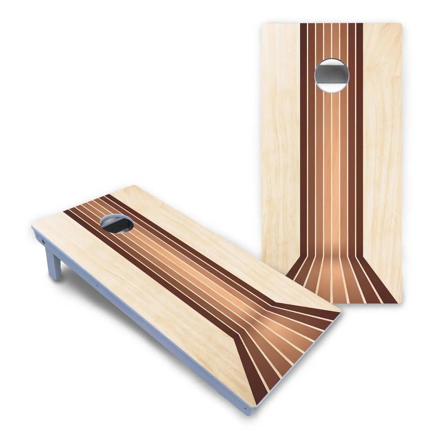 Retro Wood Lines Cornhole Boards - All Weather Series by Cornhole Solutions, custom cornhole board detail photo 2