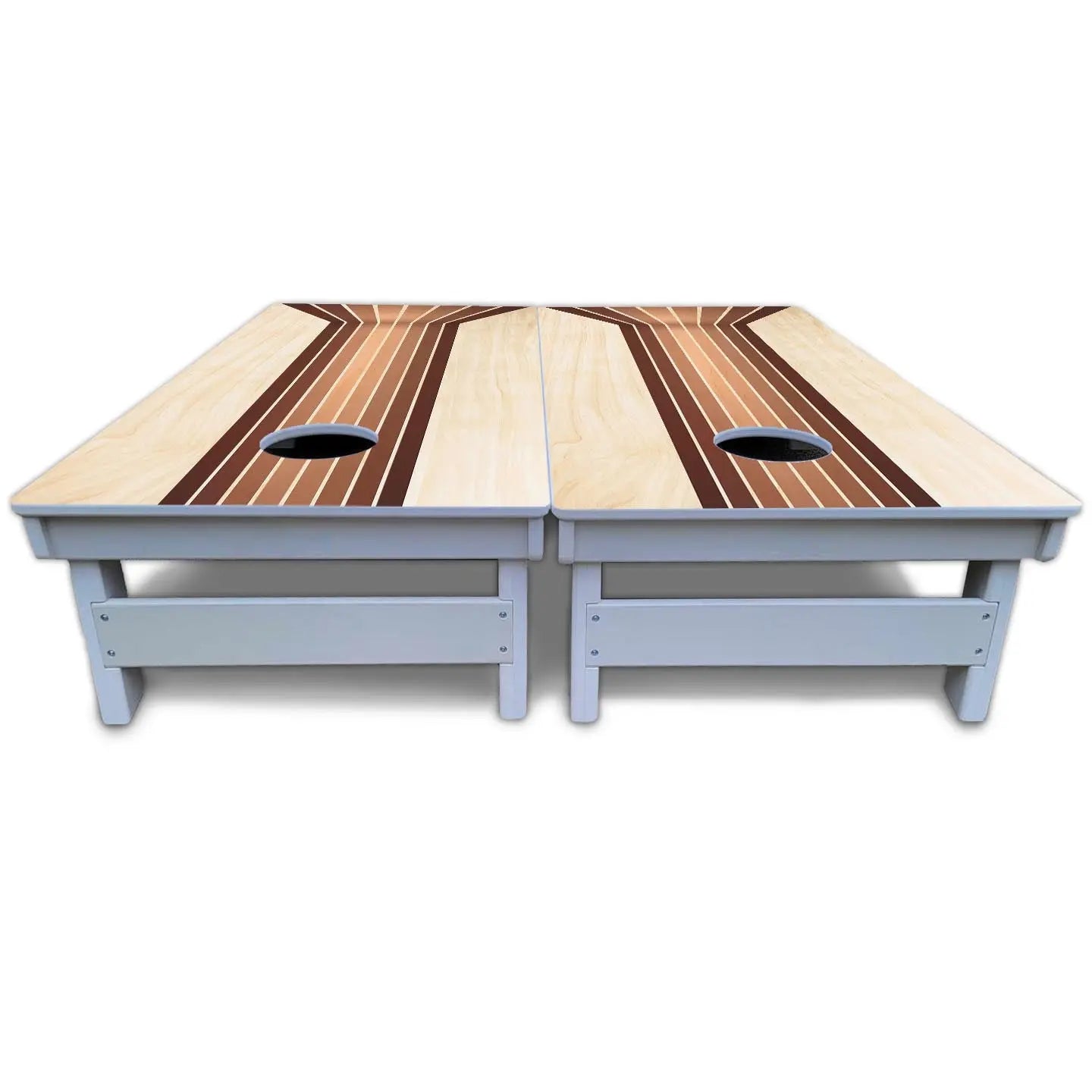 Retro Wood Lines Cornhole Boards - All Weather Series by Cornhole Solutions, custom cornhole board detail photo 5
