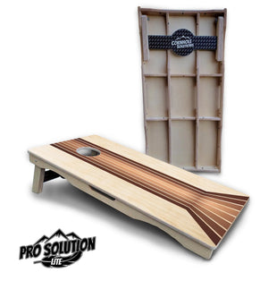Retro Wood Lines Cornhole Boards - Pro Solution Lite Series by Cornhole Solutions, custom cornhole board main product photo