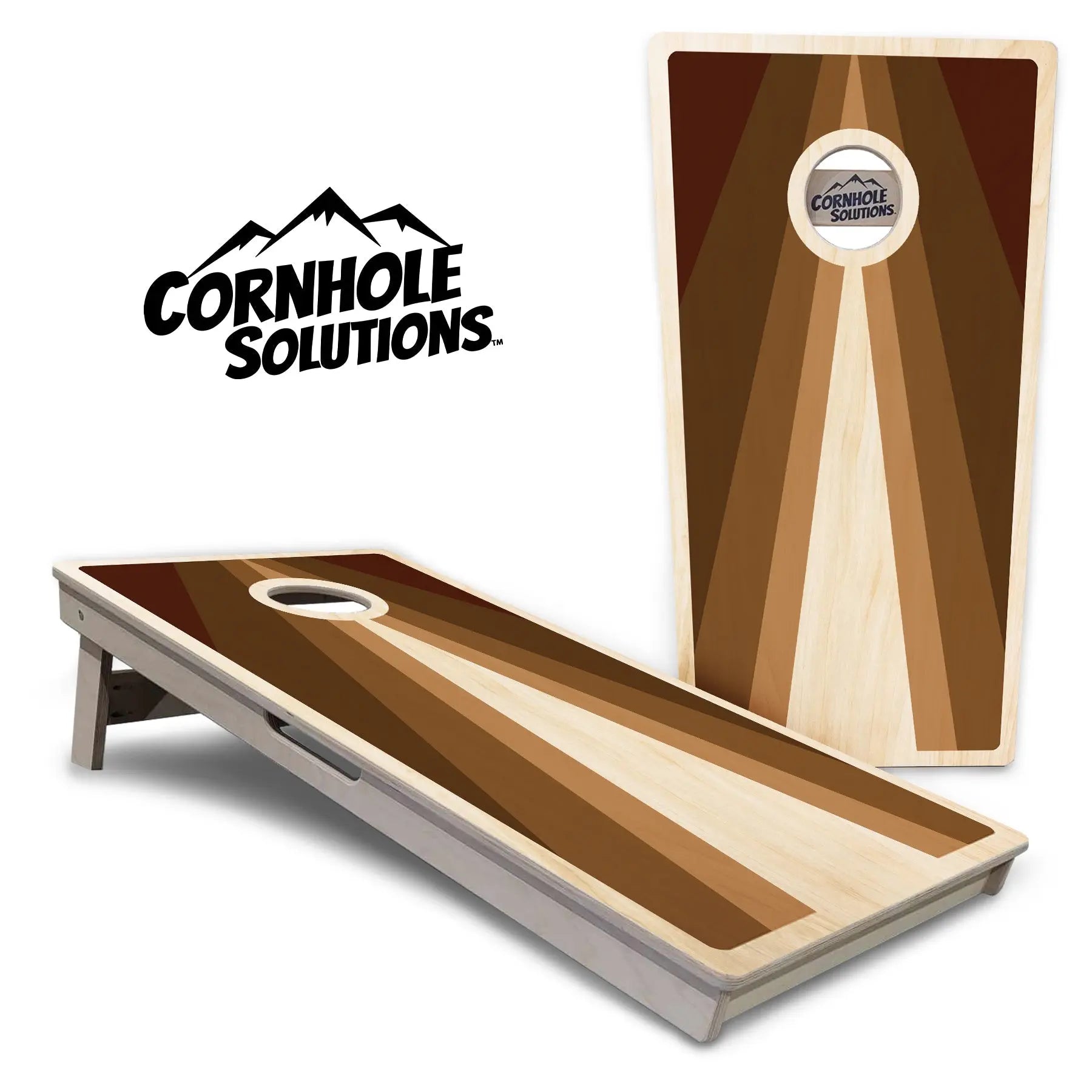 Retro Wood Triangle Cornhole Boards - Professional Tournament Series by Cornhole Solutions, custom cornhole board main product photo