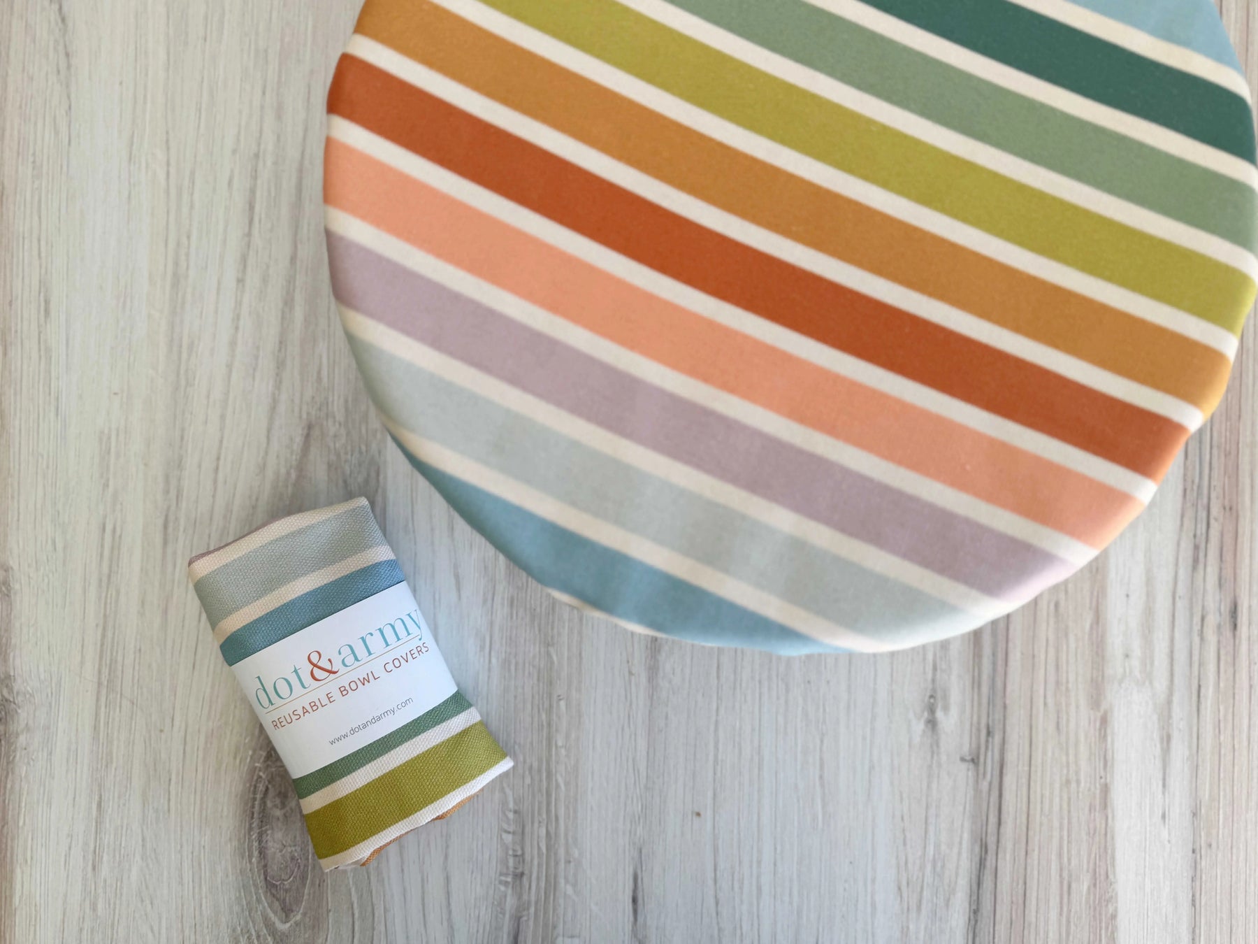 Reusable Bowl Cover- Beach Chair Stripes by Dot and Army, Southern home decor main product photo