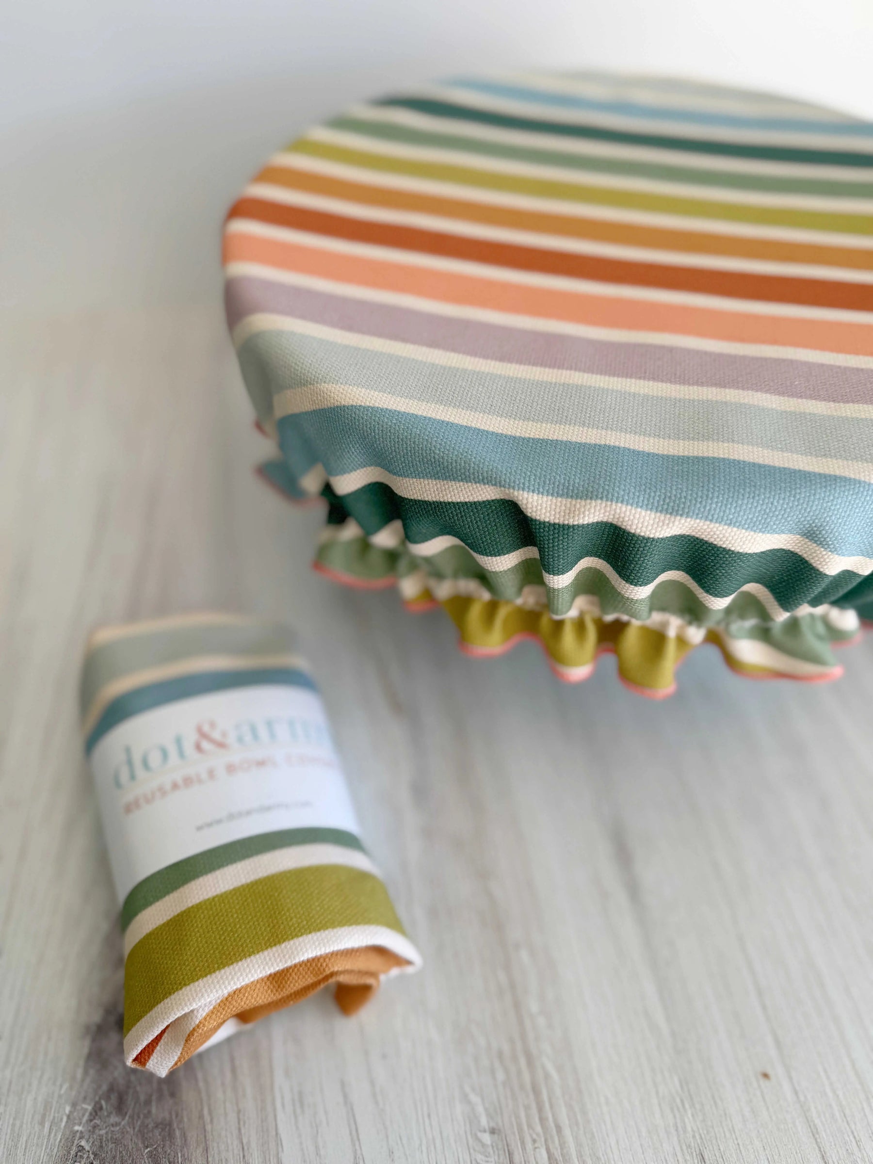 Reusable Bowl Cover- Beach Chair Stripes by Dot and Army, Southern home decor detail photo 2