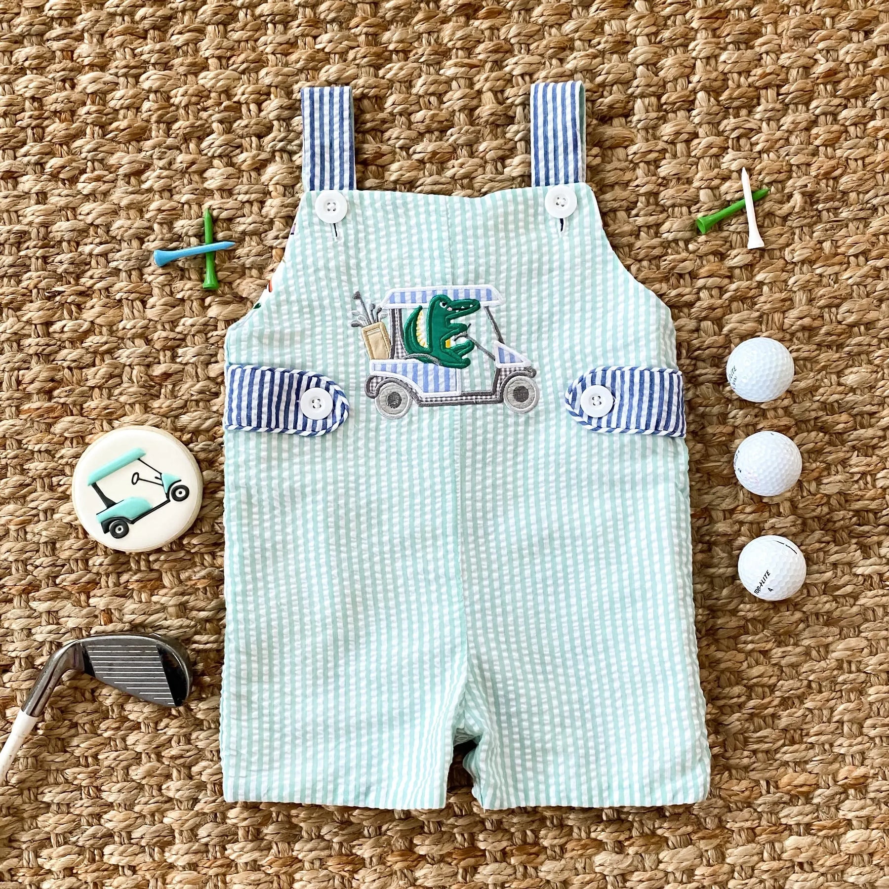Reversible The Palms Golf Jon Jon by Seven Lantern Lane, children's boutique clothing detail photo 3