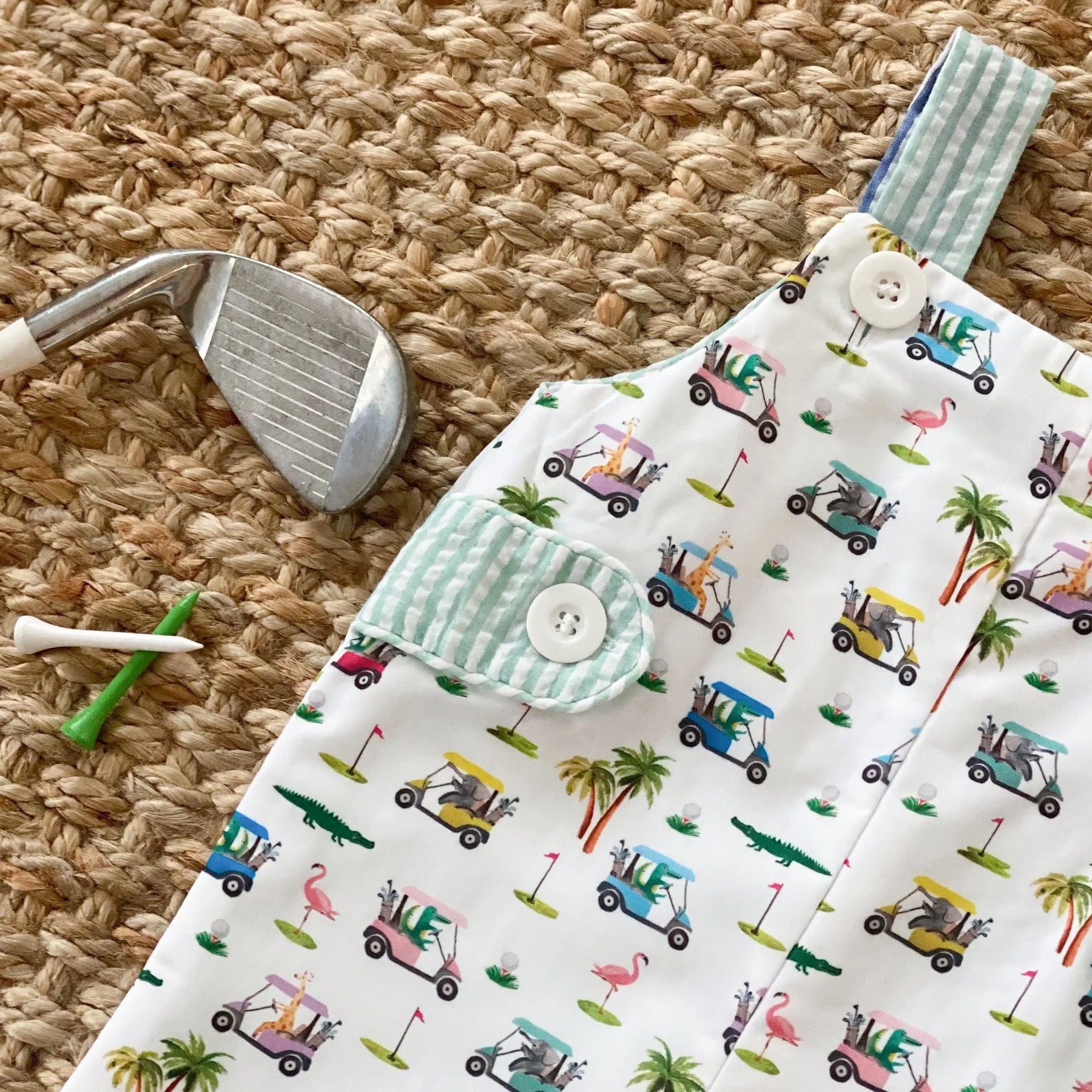 Reversible The Palms Golf Jon Jon by Seven Lantern Lane, children's boutique clothing detail photo 6