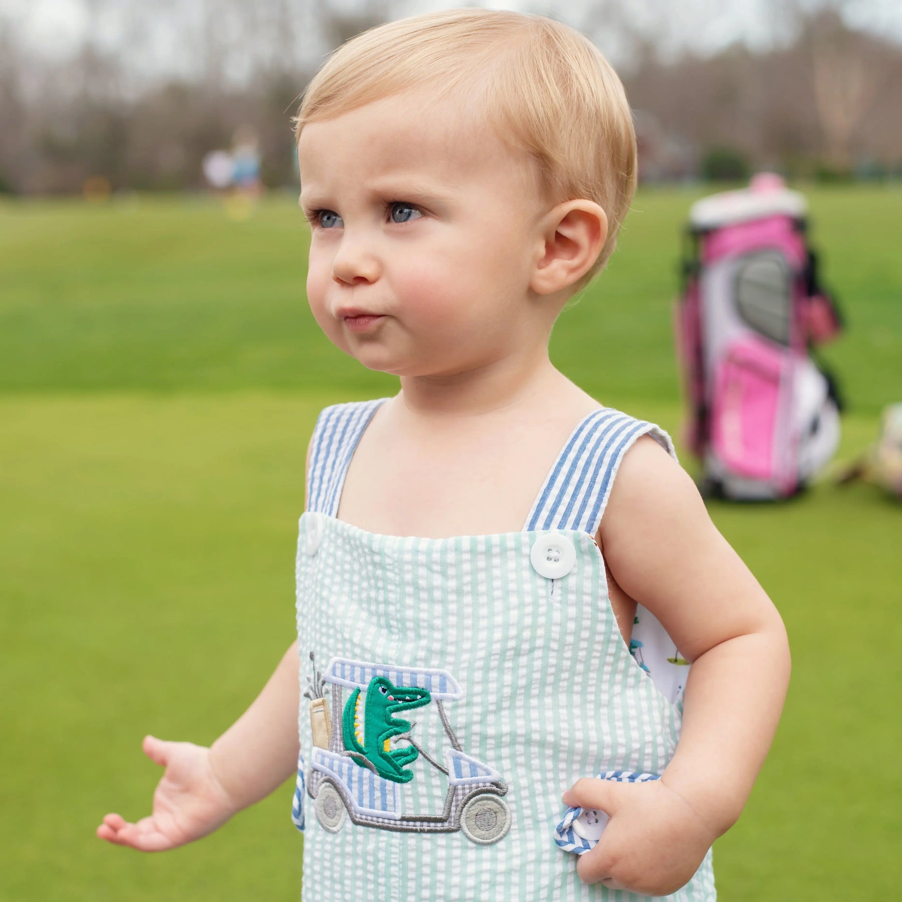 Reversible The Palms Golf Jon Jon by Seven Lantern Lane, children's boutique clothing detail photo 10