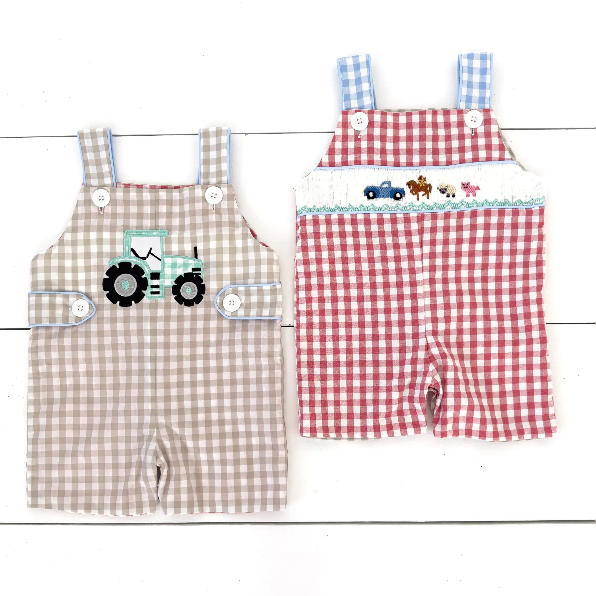 Reversible Tractor / Little Blue Farm Truck Jon Jon by Seven Lantern Lane, children's boutique clothing main product photo