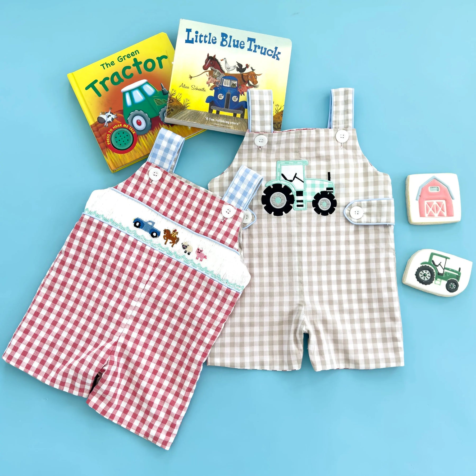 Reversible Tractor / Little Blue Farm Truck Jon Jon by Seven Lantern Lane, children's boutique clothing detail photo 2