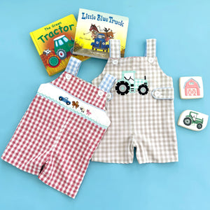 Reversible Tractor / Little Blue Farm Truck Jon Jon by Seven Lantern Lane, children's boutique clothing detail photo 2