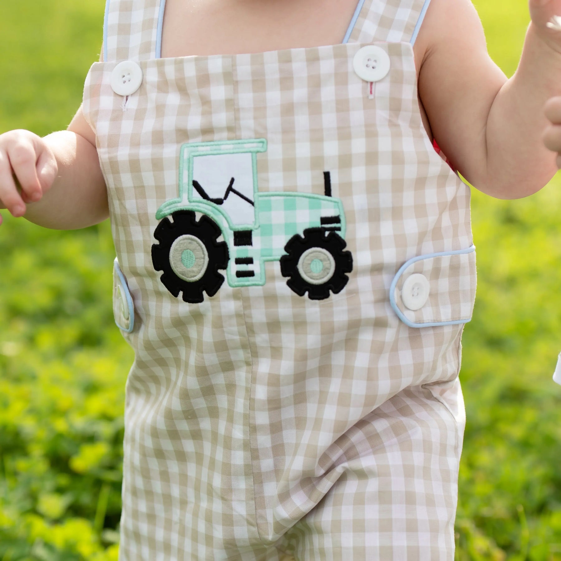 Reversible Tractor / Little Blue Farm Truck Jon Jon by Seven Lantern Lane, children's boutique clothing detail photo 3