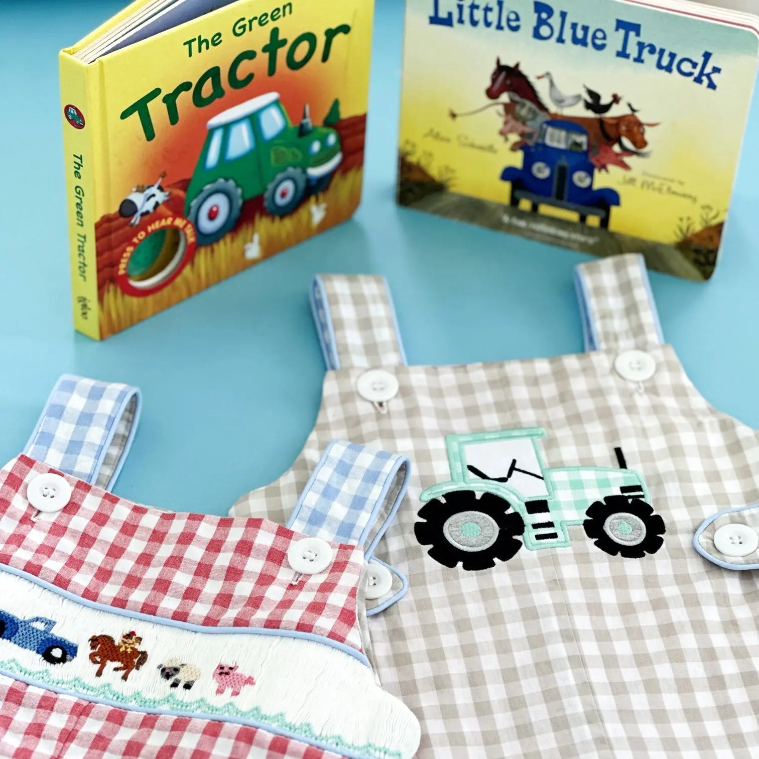 Reversible Tractor / Little Blue Farm Truck Jon Jon by Seven Lantern Lane, children's boutique clothing detail photo 10