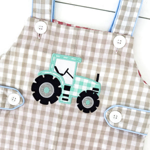 Reversible Tractor / Little Blue Farm Truck Jon Jon by Seven Lantern Lane, children's boutique clothing detail photo 14