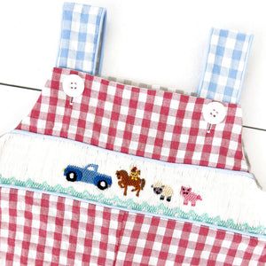 Reversible Tractor / Little Blue Farm Truck Jon Jon by Seven Lantern Lane, children's boutique clothing detail photo 16