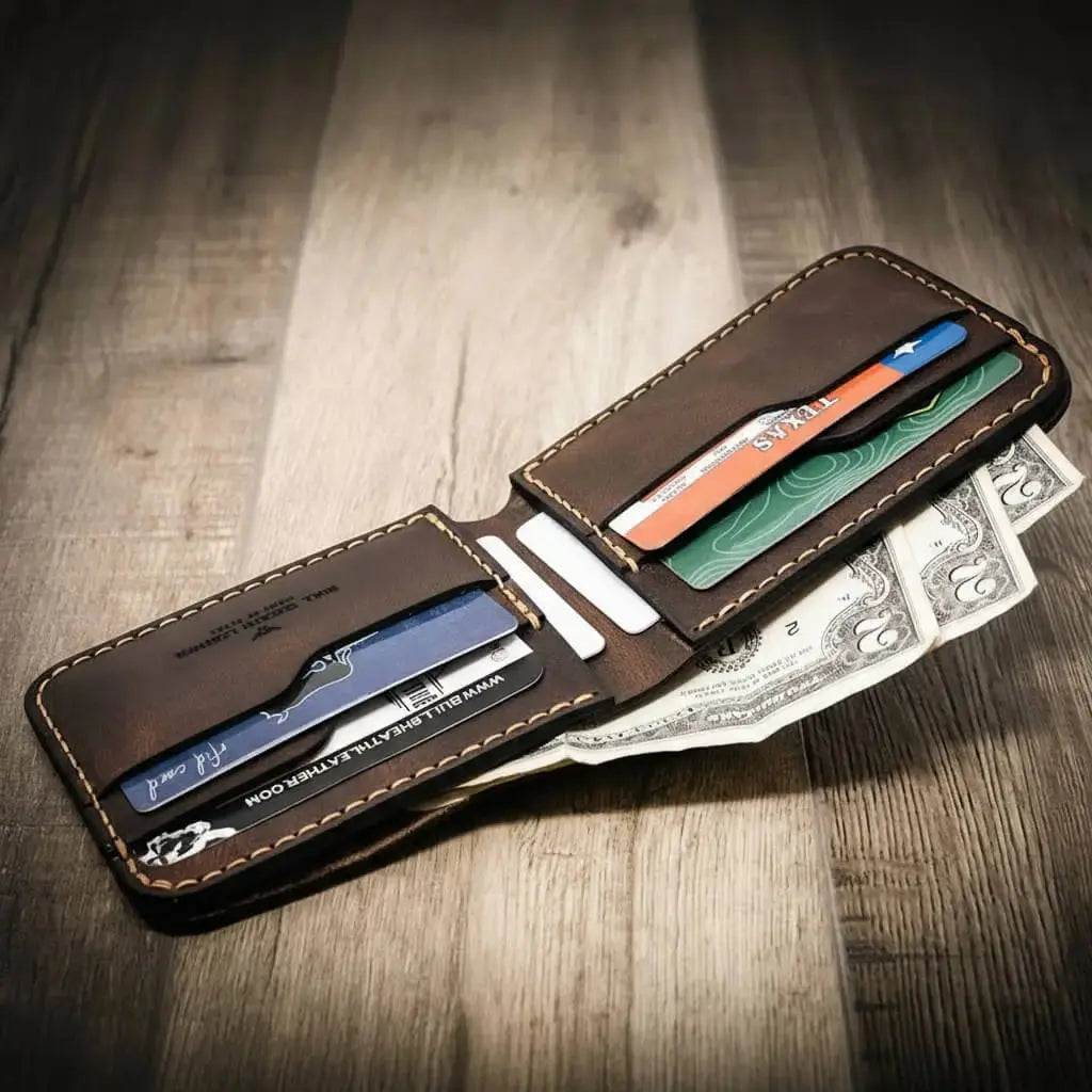 Rio Grande Bifold Wallet by Bull Sheath Leather, handmade leather goods detail photo 11