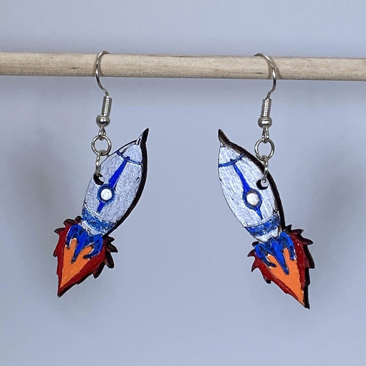 Rocket Wooden Dangle Earrings | Space Rocket Jewelry by Cate's Concepts, LLC