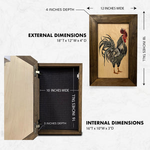 Farmhouse Rooster Gun Concealment Furniture - Handcrafted Hidden Gun Storage Wall Decor - Hidden Gun Shelf with Magnetic Lock for Quick Access by Bellewood Designs, Southern home