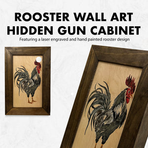 Farmhouse Rooster Gun Concealment Furniture - Handcrafted Hidden Gun Storage Wall Decor - Hidden Gun Shelf with Magnetic Lock for Quick Access by Bellewood Designs, Southern home