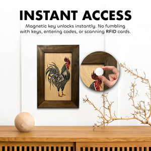 Farmhouse Rooster Gun Concealment Furniture - Handcrafted Hidden Gun Storage Wall Decor - Hidden Gun Shelf with Magnetic Lock for Quick Access by Bellewood Designs, Southern home
