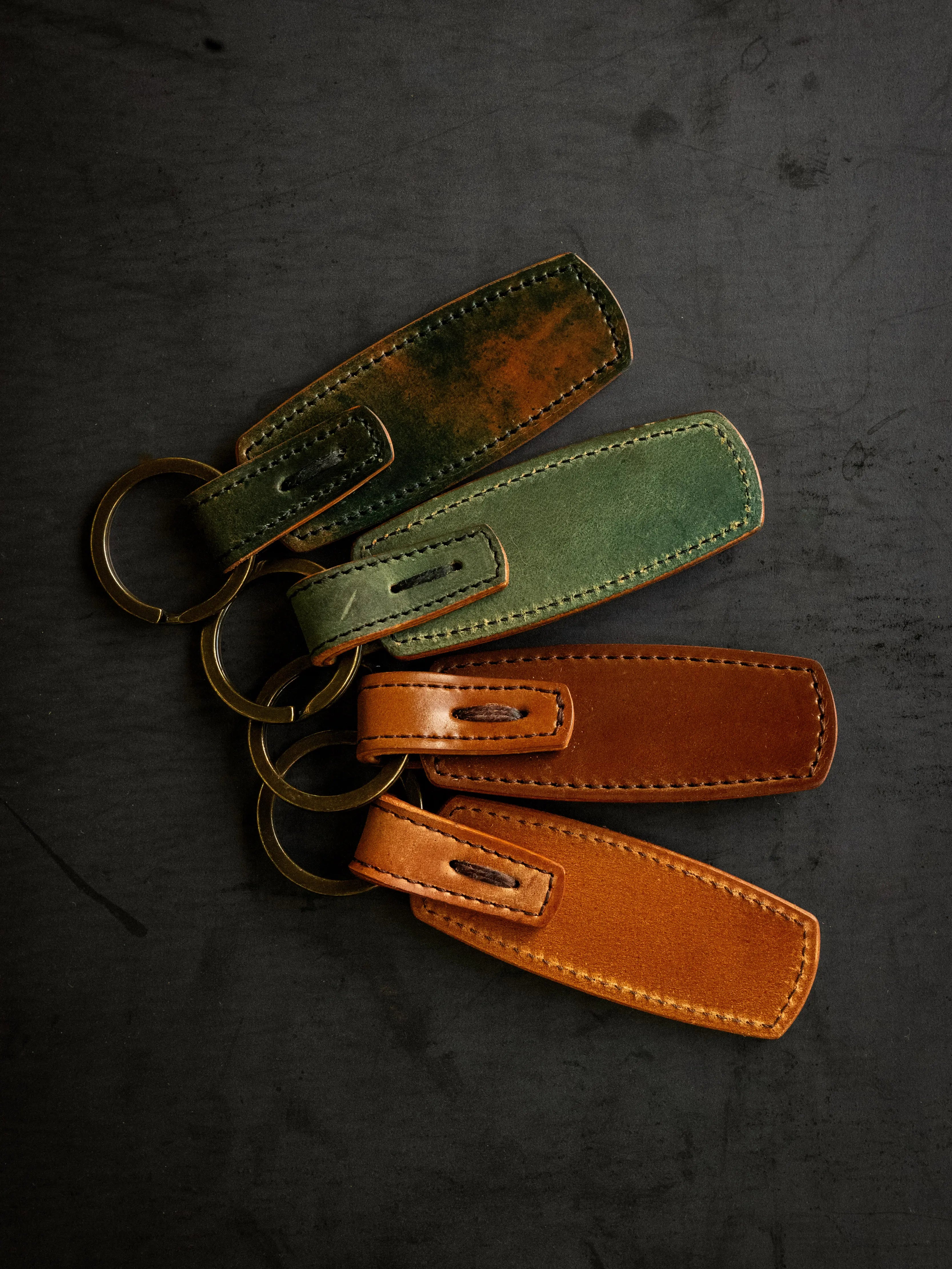 Rover Key Ring - Bourbon Horween Shell Cordovan by Loyal Stricklin, handmade jewelry detail photo 2