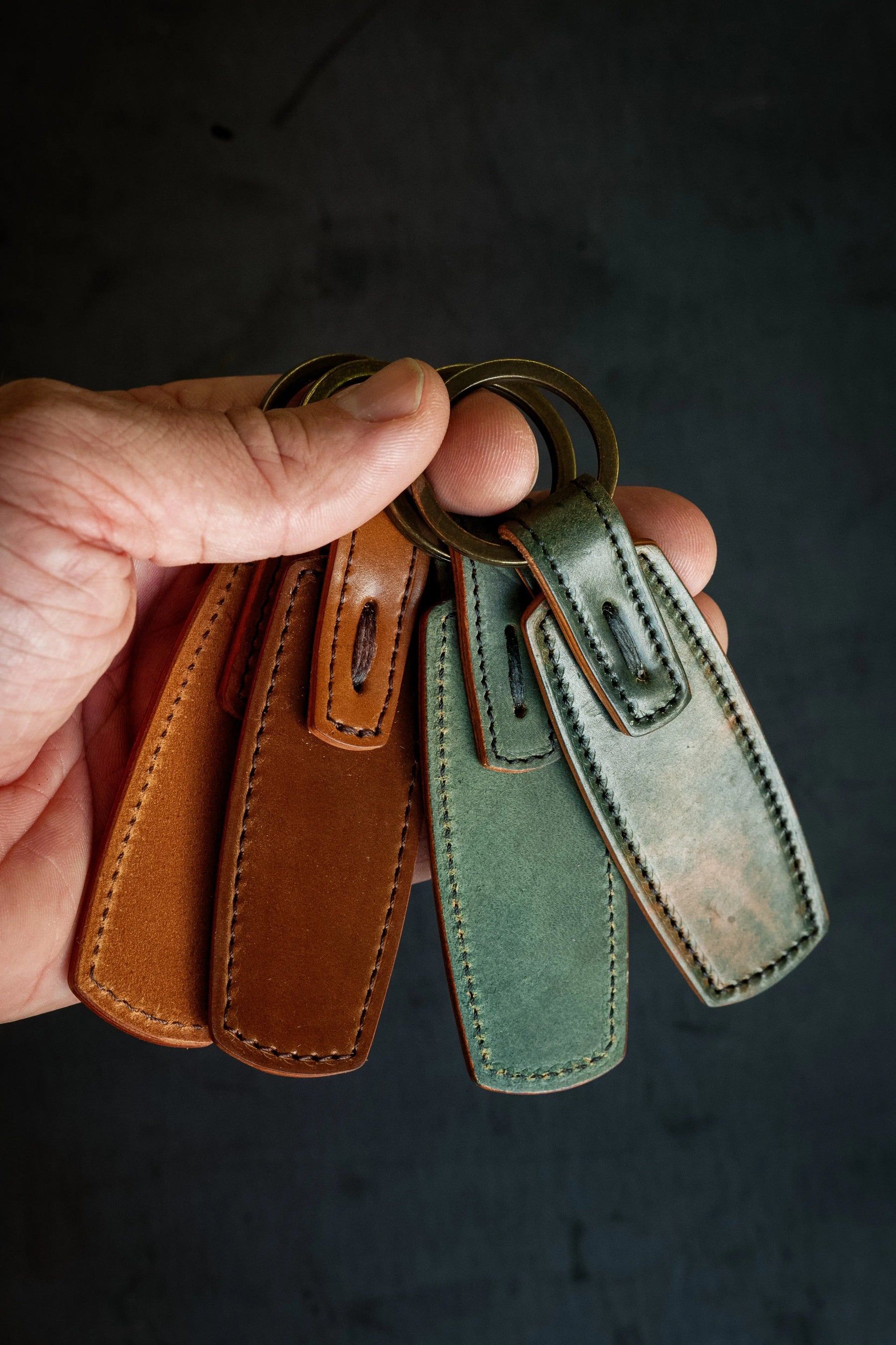 Rover Key Ring - Reverse Black Horween Shell Cordovan by Loyal Stricklin, handmade jewelry detail photo 3