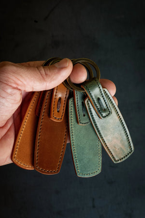 Rover Key Ring - Reverse Black Horween Shell Cordovan by Loyal Stricklin, handmade jewelry detail photo 3
