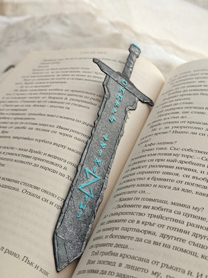 Runic Blade Sword Bookmark – Norse Rune Fantasy Bookmark by The Tween Space, paper gift detail photo 2