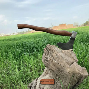 Matching Pair of Hand-Forged Damascus Bearded Axes with Curved Rosewood Handles by JW SteelCrafts, Southern handmade gift detail photo 4