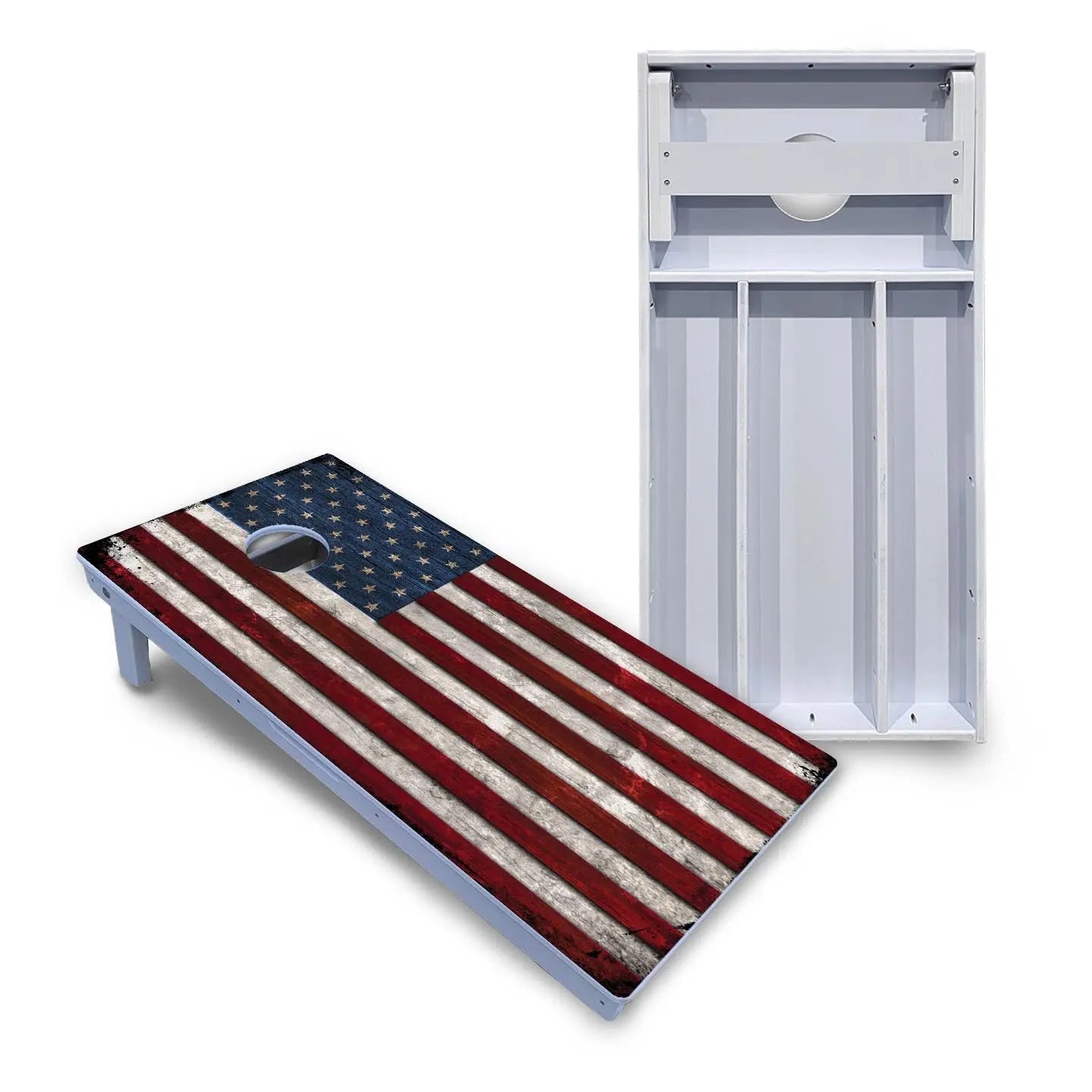 Rustic USA Flag Cornhole Boards - All Weather Series by Cornhole Solutions, custom cornhole board main product photo