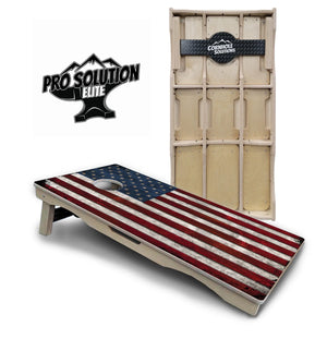 Rustic USA Flag Cornhole Boards - Pro Solution Elite Series by Cornhole Solutions, custom cornhole board main product photo