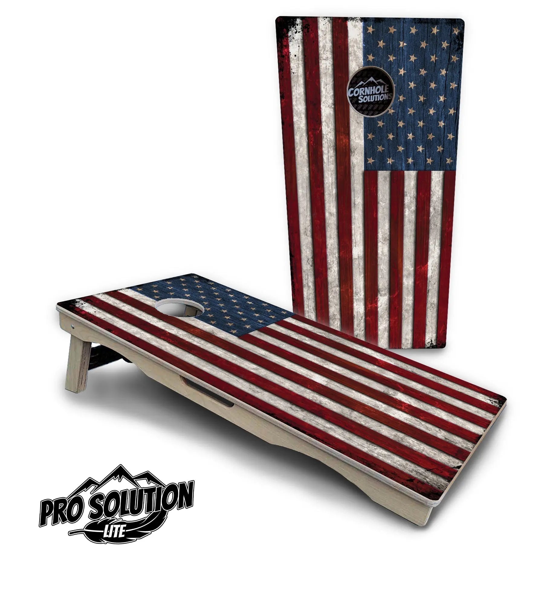Rustic USA Flag Cornhole Boards - Pro Solution Elite Series by Cornhole Solutions, custom cornhole board detail photo 2