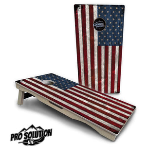 Rustic USA Flag Cornhole Boards - Pro Solution Lite Series by Cornhole Solutions, custom cornhole board detail photo 4