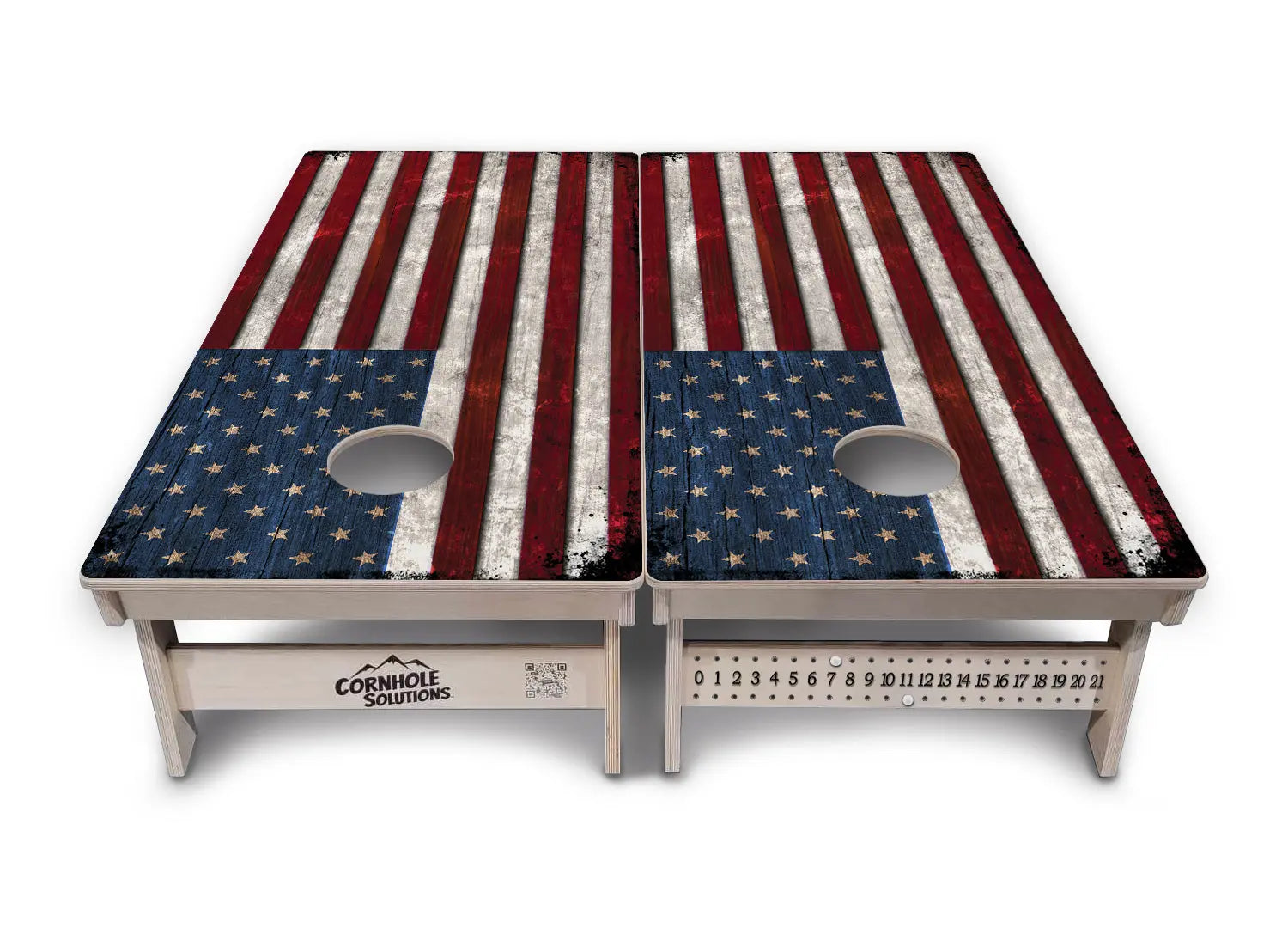Rustic USA Flag Cornhole Boards - Professional Tournament Series by Cornhole Solutions, custom cornhole board detail photo 2