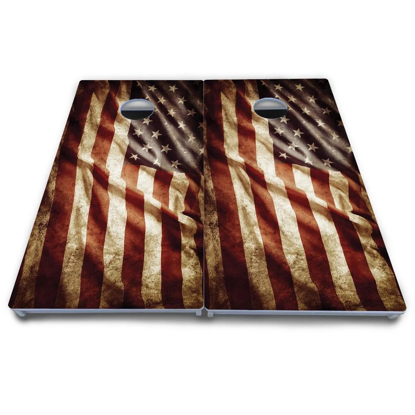 Rustic Wavy Flag Cornhole Boards - All Weather Series by Cornhole Solutions, custom cornhole board detail photo 4