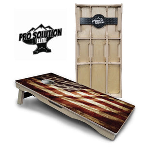 Rustic Wavy Flag Cornhole Boards - Pro Solution Elite Series by Cornhole Solutions, custom cornhole board main product photo