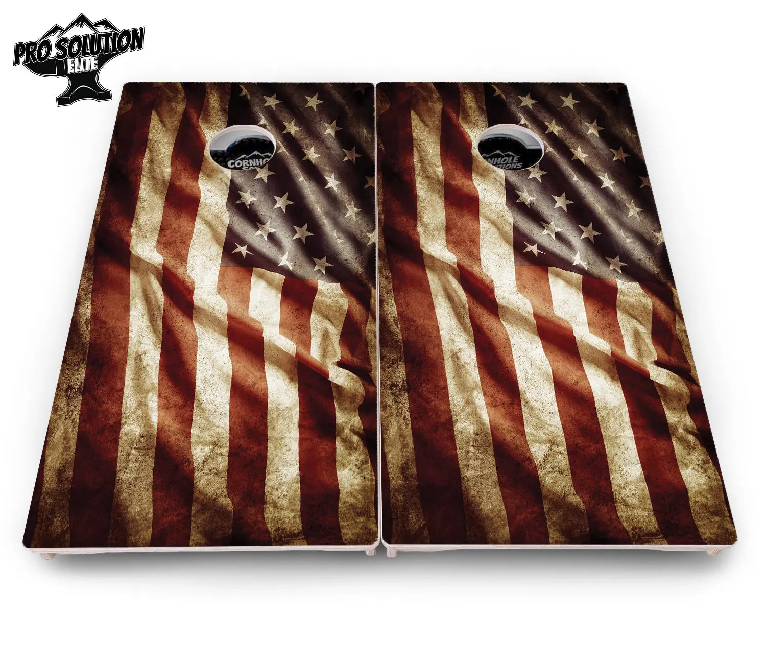 Rustic Wavy Flag Cornhole Boards - Pro Solution Elite Series by Cornhole Solutions, custom cornhole board detail photo 4