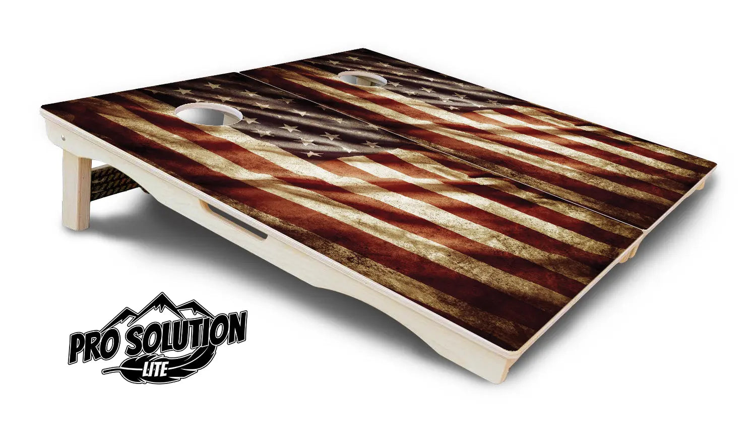 Rustic Wavy Flag Cornhole Boards - Pro Solution Lite Series by Cornhole Solutions, custom cornhole board detail photo 5