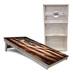 Rustic Wavy Flag Cornhole Boards - Professional Tournament Series by Cornhole Solutions, custom cornhole board detail photo 5