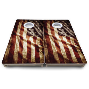 Rustic Wavy Flag - Mini or Vacation Size Cornhole Boards by Cornhole Solutions, custom cornhole board detail photo 8