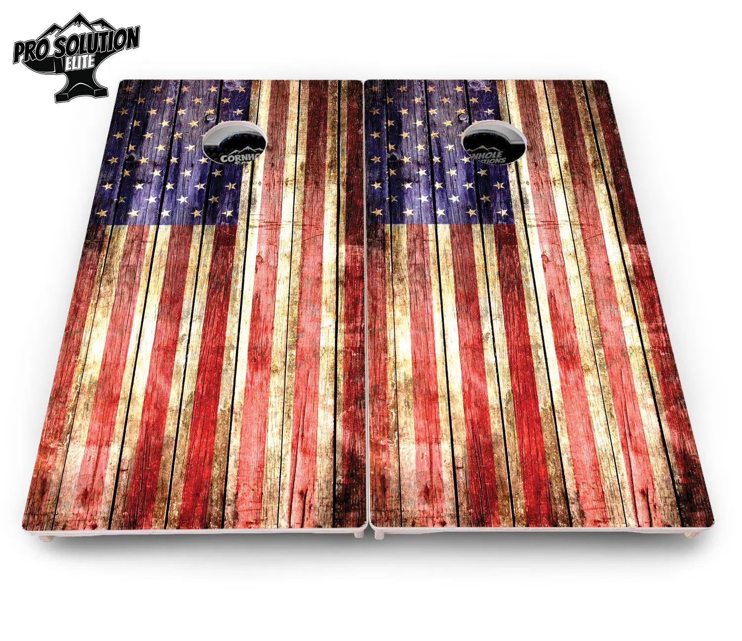Rustic Wood Flag Cornhole Boards - Pro Solution Elite Series by Cornhole Solutions, custom cornhole board detail photo 4