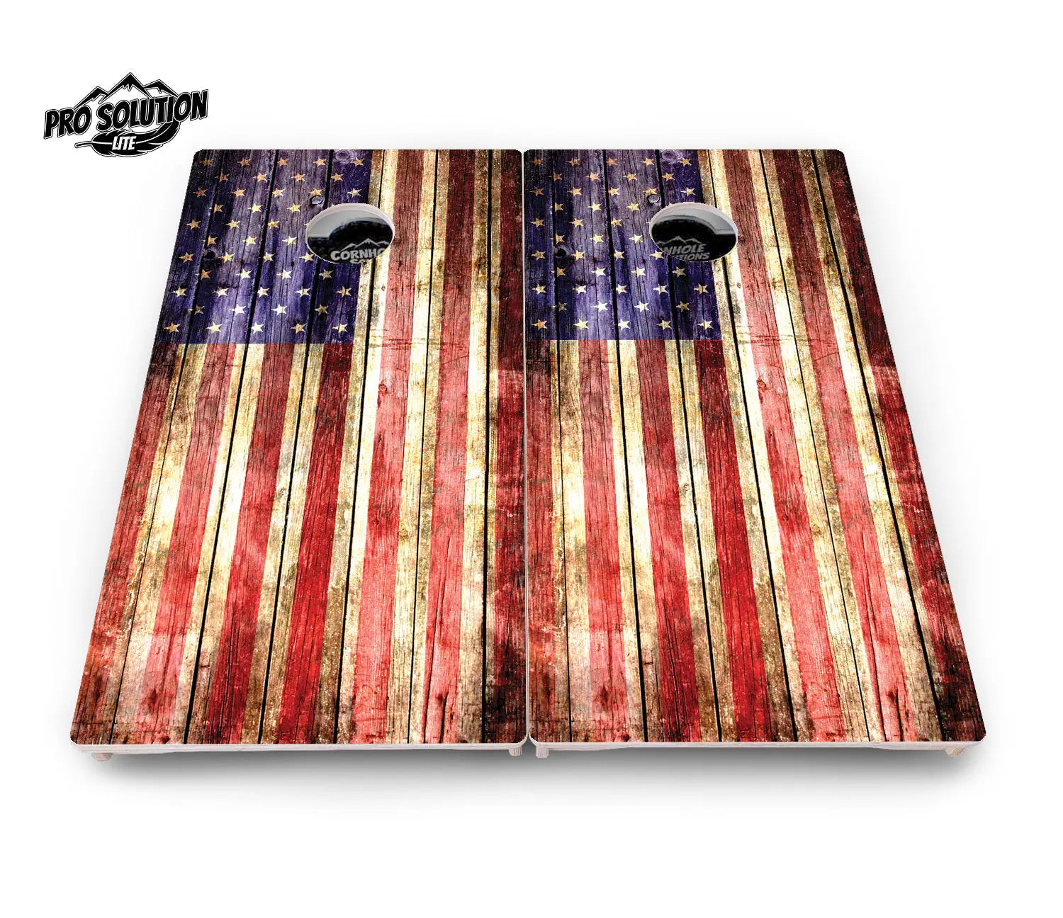 Rustic Wood Flag Cornhole Boards - Pro Solution Lite Series by Cornhole Solutions, custom cornhole board detail photo 2