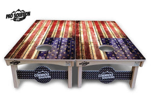 Rustic Wood Flag Cornhole Boards - Pro Solution Lite Series by Cornhole Solutions, custom cornhole board detail photo 3