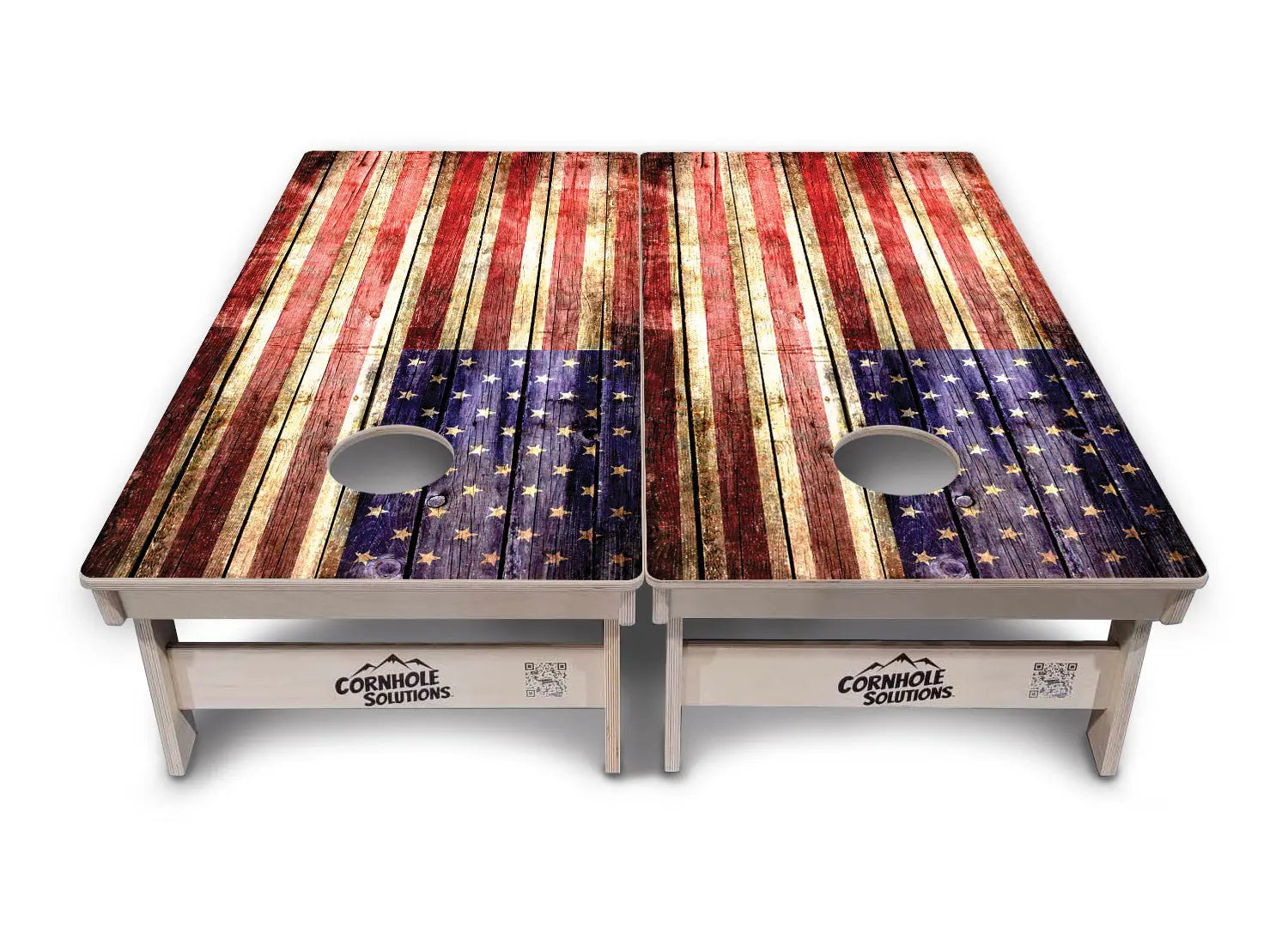 Rustic Wood Flag Cornhole Boards - Professional Tournament Series by Cornhole Solutions, custom cornhole board detail photo 2