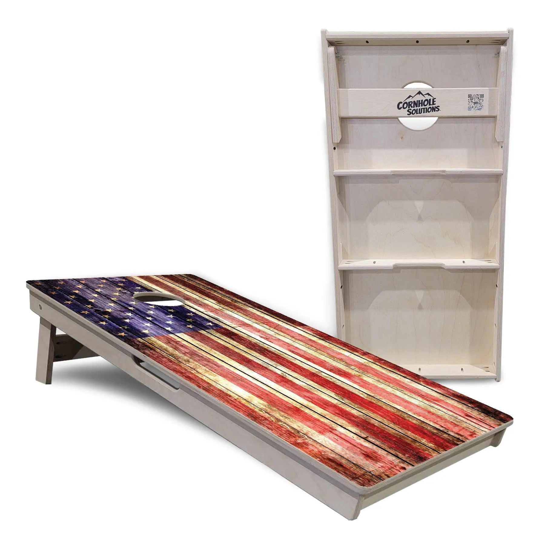 Rustic Wood Flag Cornhole Boards - Professional Tournament Series by Cornhole Solutions, custom cornhole board detail photo 5