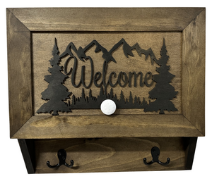 Rustic Mountain Welcome Wall-Mounted Gun Cabinet – Concealed Lockable Storage for Your Home by Bellewood Designs, security safes detail photo 3