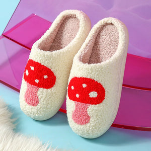 Rainbow & Mushroom Plush Women's Slippers — Cozy Furry Indoor House Shoes by The Mississippi Mermaid Mercantile - view 5