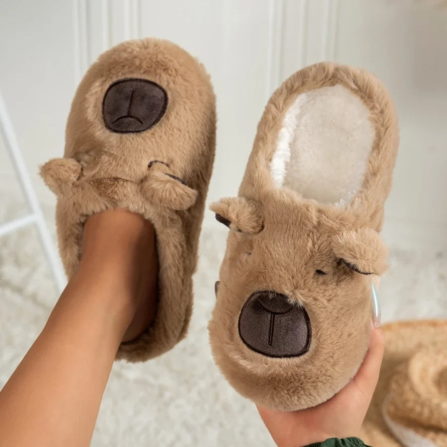 3D Capybara Plush Women's Slippers — Cozy Soft Indoor House Shoes by The Mississippi Mermaid Mercantile - view 2
