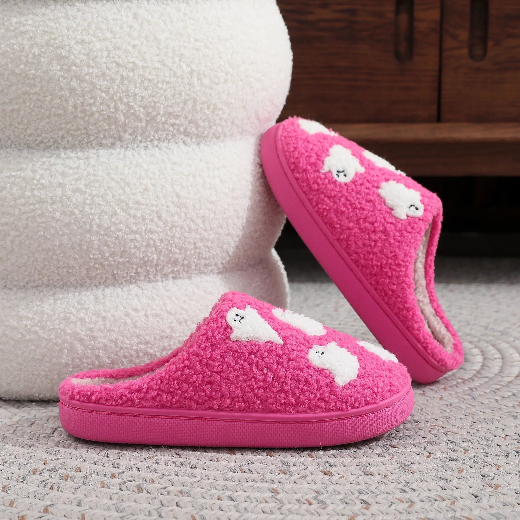 Halloween Ghost Witch Plush Slippers — Cozy Embroidered Indoor House Shoes by The Mississippi Mermaid Mercantile - view 9