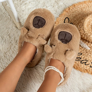 3D Capybara Plush Women's Slippers — Cozy Soft Indoor House Shoes by The Mississippi Mermaid Mercantile - view 4