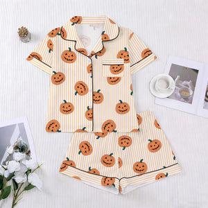 Halloween Ghost & Pumpkin Women's Pajama Set — Short Sleeve Top & Shorts by The Mississippi Mermaid Mercantile - view 16